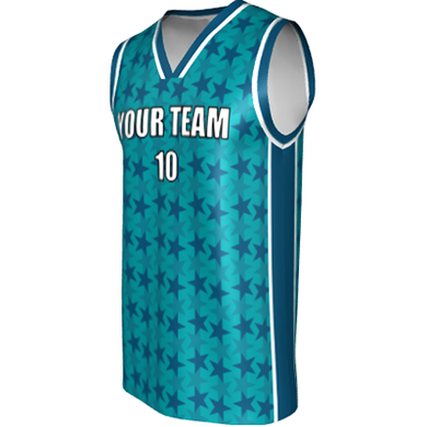 Deluxe NBL quality - Basketball Jersey 9106-1 Aqua/Teal/Picton/White