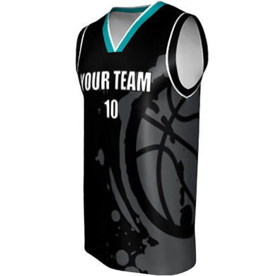 Deluxe NBL quality - Basketball Jersey 9107-1 Black/Charcoal/Aqua/White