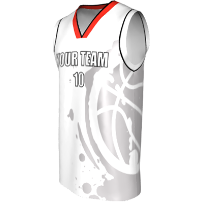 Deluxe NBL quality Basketball Jersey 9107-3 White/Grey/Red/Black