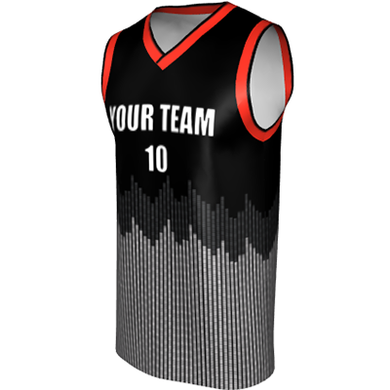 Deluxe NBL quality - Basketball Jersey 9111-1 Black/Red/Charcoal/Grey