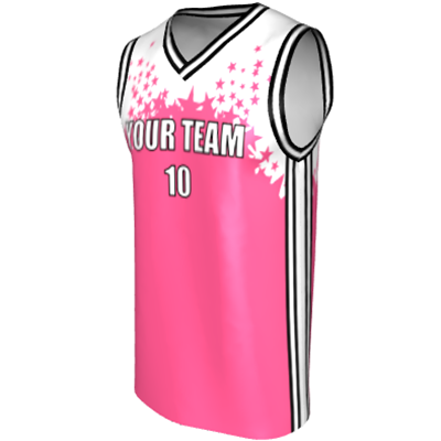 Deluxe NBL quality Basketball Jersey 9112-4 White/Pink/Black