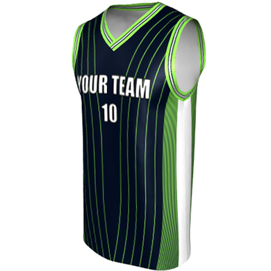 Deluxe NBL quality - Basketball Jersey 9113-3 Navy/White/Lime