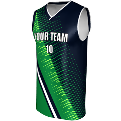 Deluxe NBL quality - Basketball Jersey 9114-4 Navy/Emerald/Lime/White