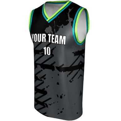 Deluxe NBL quality - Basketball Jersey 9116-1 Black/Charcoal/Lime/Aqua