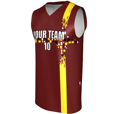 Deluxe NBL quality - Basketball Jersey 9118-4 Maroon/Gold/Black/White
