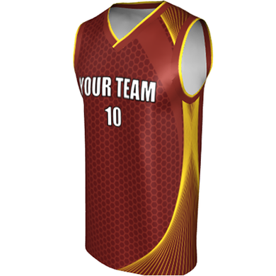 Deluxe NBL quality - Basketball Jersey 9119-4 Maroon/Gold/Light Maroon